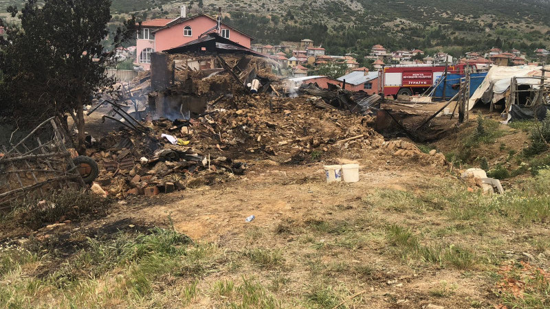Korkutan yangında bir ev ve ahır kül oldu