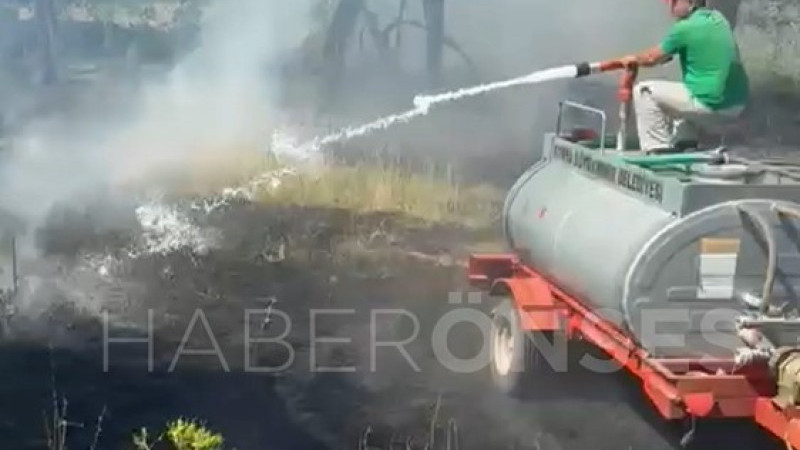 Yangın gönüllü itfaiye tankerli müdahale ile söndürüldü