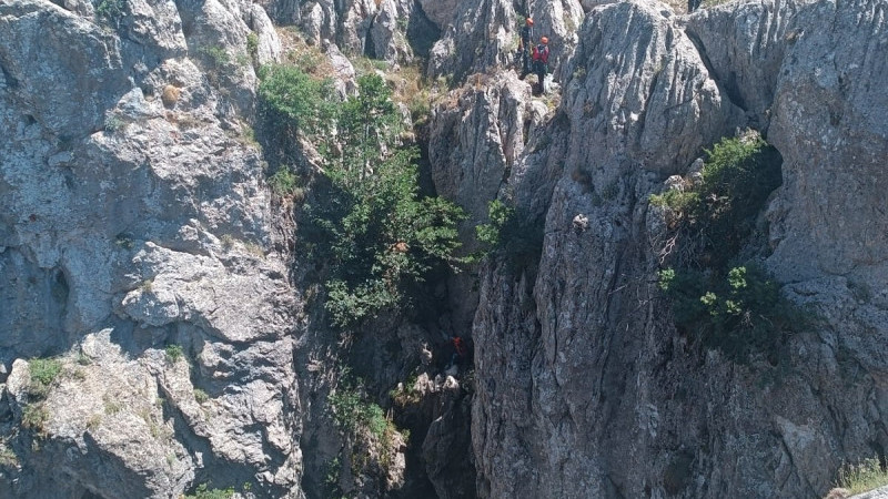 Uçurumda nefes kesen keçi kurtarma operasyonu