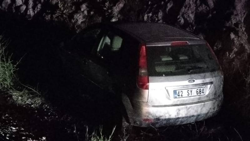 Yoldan çıkarak tepeye çarpan otomobildeki 2 kişi yaralandı